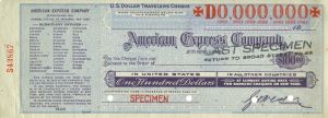 American Express Co. - Specimen Travelers Cheque/Check